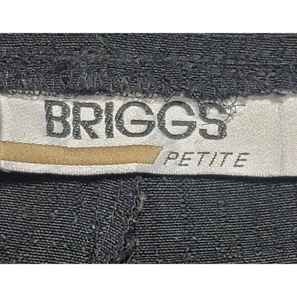 Briggs Black Flat Front Pull On Pants 14P Lightweight Slashed Pocket Tapered Leg - Picture 4 of 6